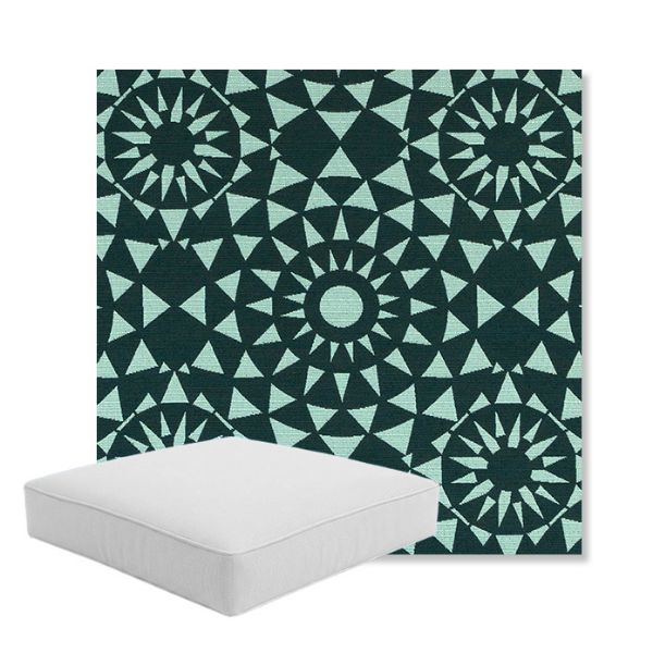 Picture of Sundial Seaweed | Boxed Square Outdoor Seat Cushion - Sunbrella© Fabric