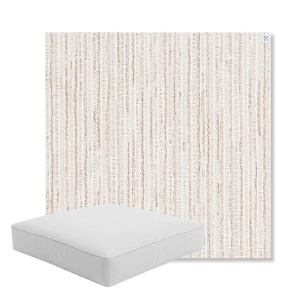 Picture of Tectonic Parchment | Boxed Square Outdoor Seat Cushion - Sunbrella© Fabric
