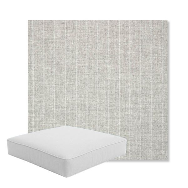 Picture of Ticking Fog | Boxed Square Outdoor Seat Cushion - Sunbrella© Fabric