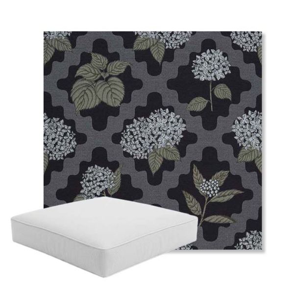 Picture of Trellis Morning Glory | Boxed Square Outdoor Seat Cushion - Sunbrella© Fabric