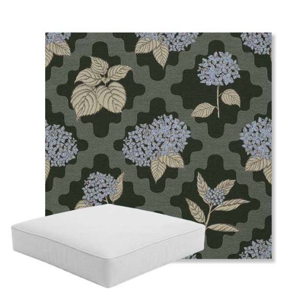 Picture of Trellis Topiary | Boxed Square Outdoor Seat Cushion - Sunbrella© Fabric