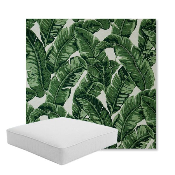 Picture of Tropics Jungle | Boxed Square Outdoor Seat Cushion - Sunbrella© Fabric