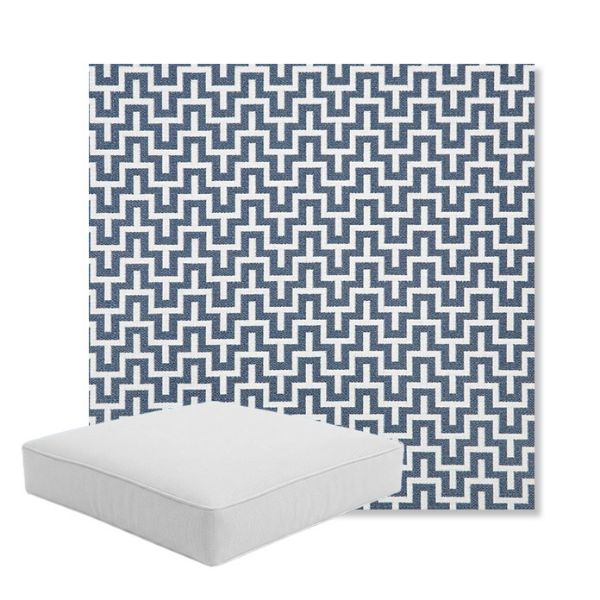 Picture of Underline Denim | Boxed Square Outdoor Seat Cushion - Sunbrella© Fabric