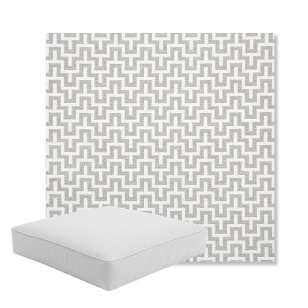 Picture of Underline Dove | Boxed Square Outdoor Seat Cushion - Sunbrella© Fabric