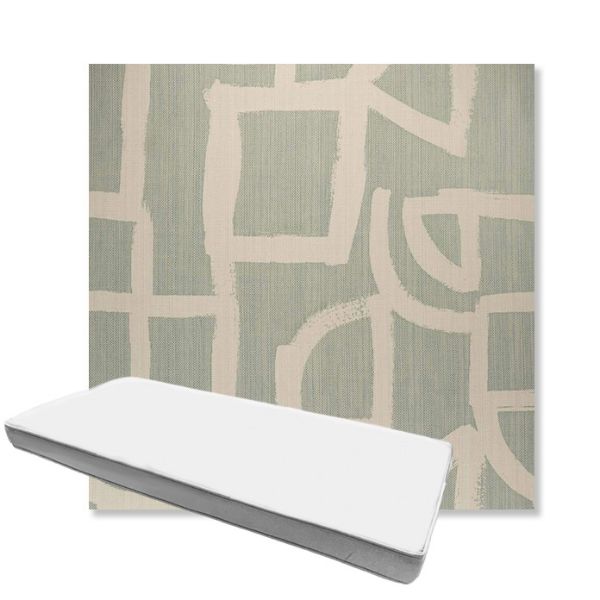 Picture of Brushstroke Duckegg | Boxed Custom Outdoor Bench Cushion - Sunbrella© Fabric