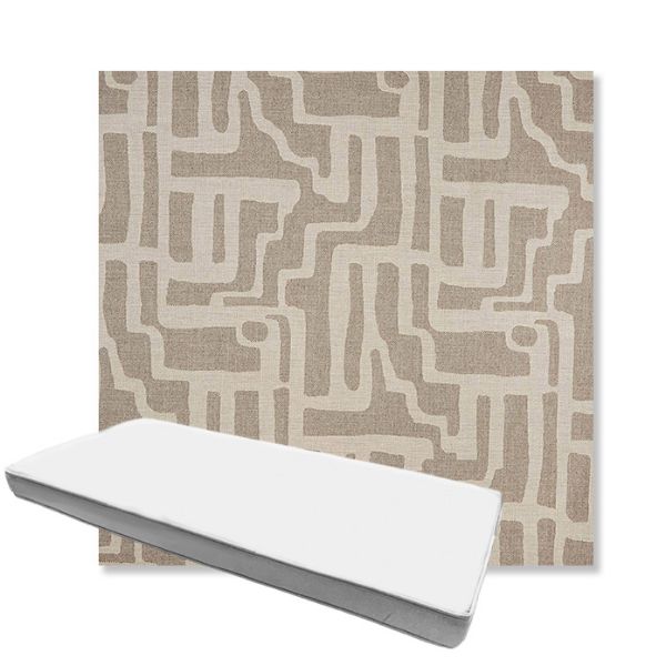 Picture of Escher Greige | Boxed Custom Outdoor Bench Cushion - Sunbrella© Fabric