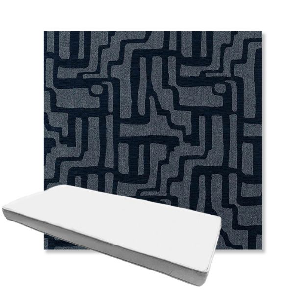 Picture of Escher Indigo | Boxed Custom Outdoor Bench Cushion - Sunbrella© Fabric