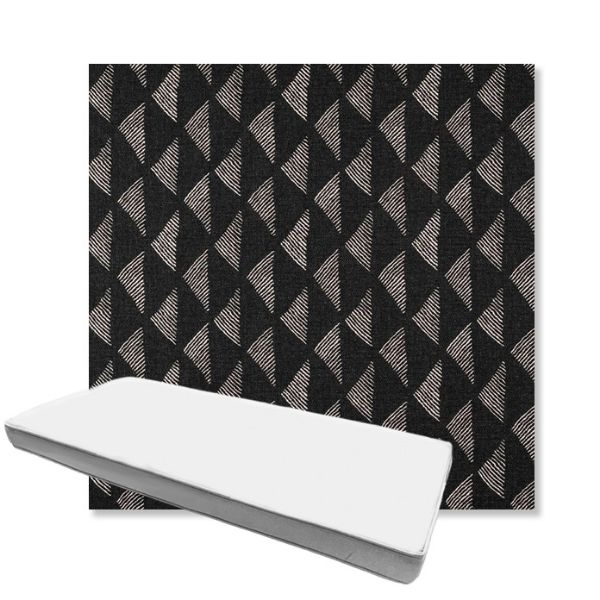 Picture of Etched Angles Char | Boxed Custom Outdoor Bench Cushion - Sunbrella© Fabric
