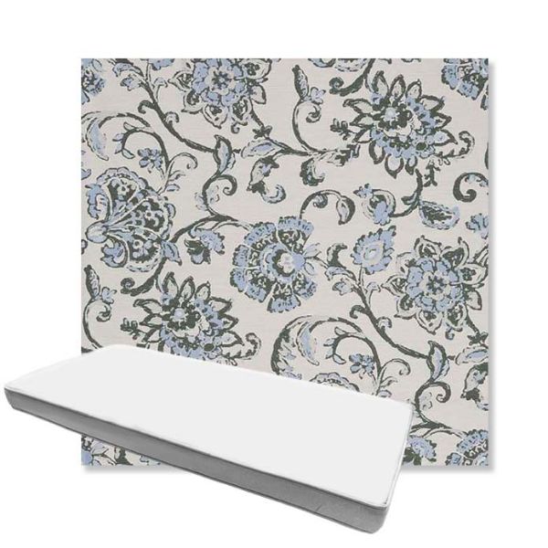Picture of Martha Floral Periwinkle | Boxed Custom Outdoor Bench Cushion - Sunbrella© Fabric