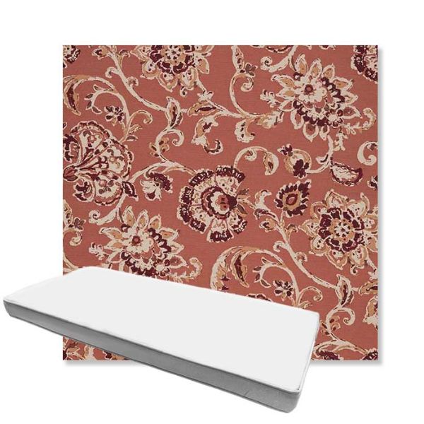 Picture of Martha Floral Rose Vine | Boxed Custom Outdoor Bench Cushion - Sunbrella© Fabric