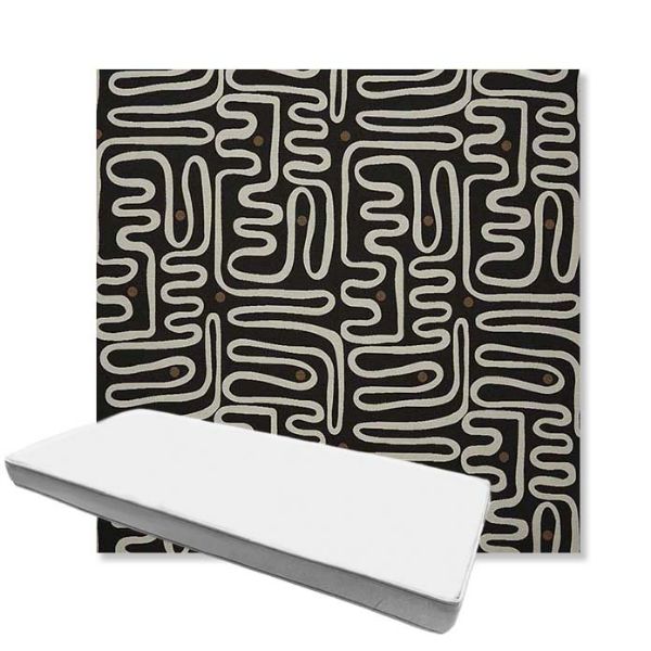 Picture of Nema Newsprint | Boxed Custom Outdoor Bench Cushion - Sunbrella© Fabric