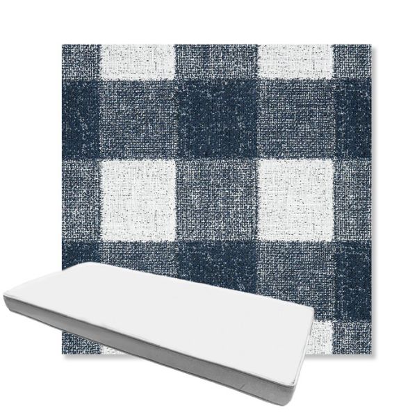 Picture of Preso Indigo | Boxed Custom Outdoor Bench Cushion - Sunbrella© Fabric