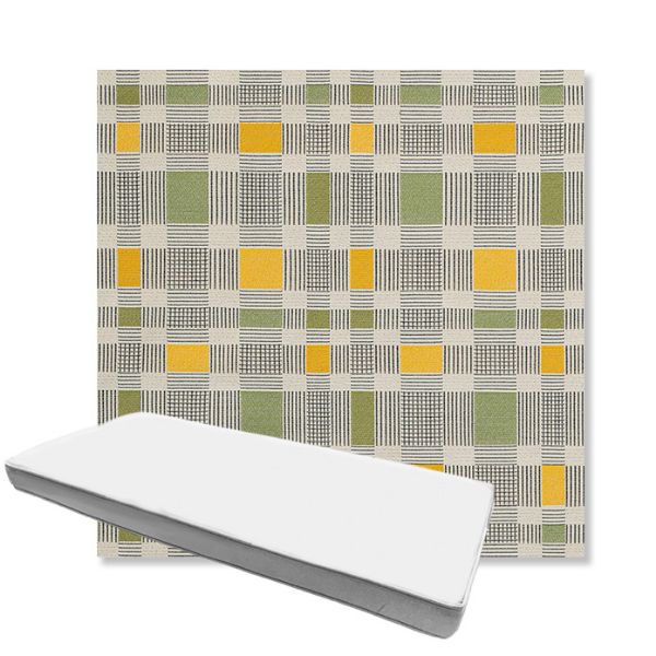 Picture of Rubix Lemon Lime | Boxed Custom Outdoor Bench Cushion - Sunbrella© Fabric