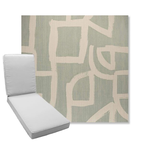 Picture of Brushstroke Duckegg | Boxed Chaise Lounge Cushion - Sunbrella© Fabric