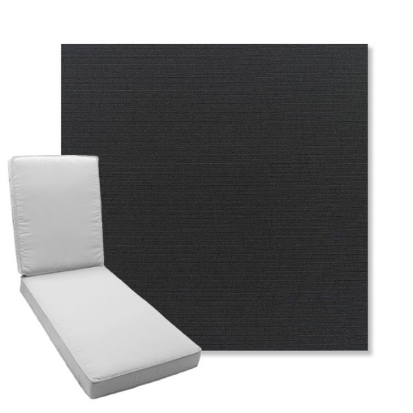 Picture of Canvas Black | Boxed Chaise Lounge Cushion - Sunbrella© Fabric