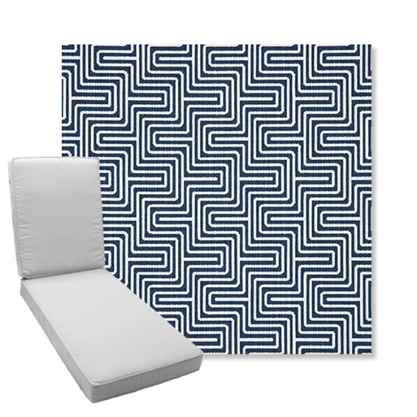 Picture of Figure Indigo | Boxed Chaise Lounge Cushion - Sunbrella© Fabric