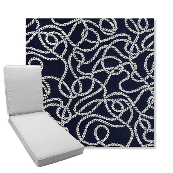 Picture of Maritime Nautical | Boxed Chaise Lounge Cushion - Sunbrella© Fabric