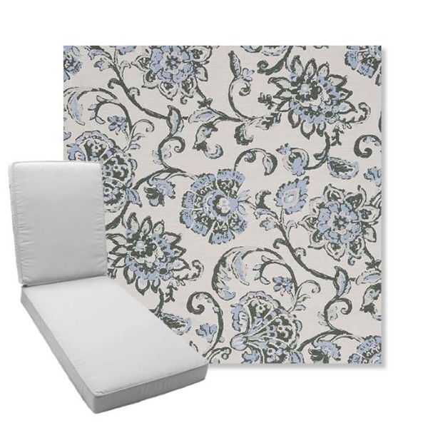 Picture of Martha Floral Periwinkle | Boxed Chaise Lounge Cushion - Sunbrella© Fabric