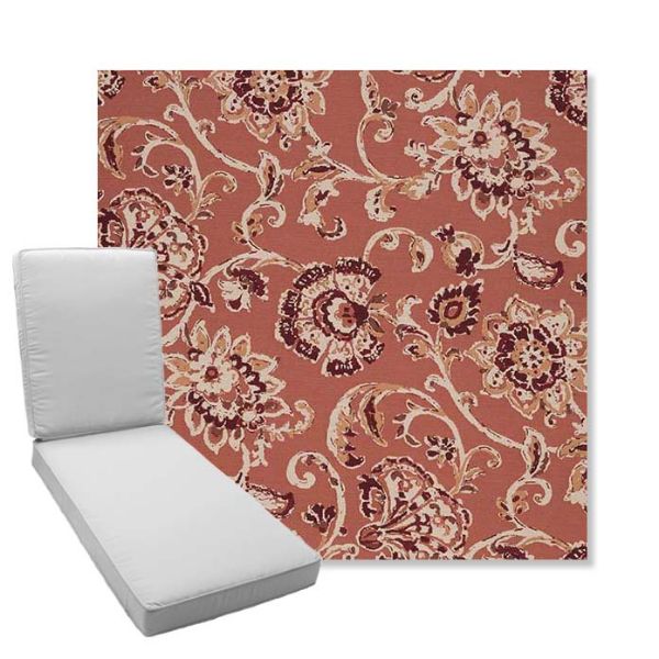 Picture of Martha Floral Rose Vine | Boxed Chaise Lounge Cushion - Sunbrella© Fabric