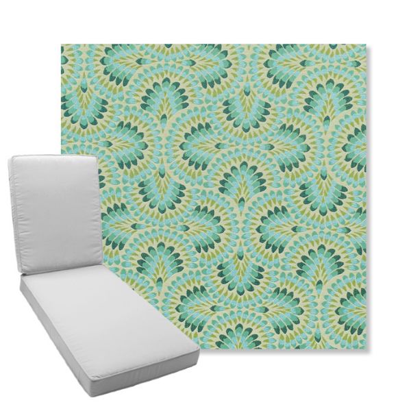 Picture of Plume Peacock | Boxed Chaise Lounge Cushion - Sunbrella© Fabric