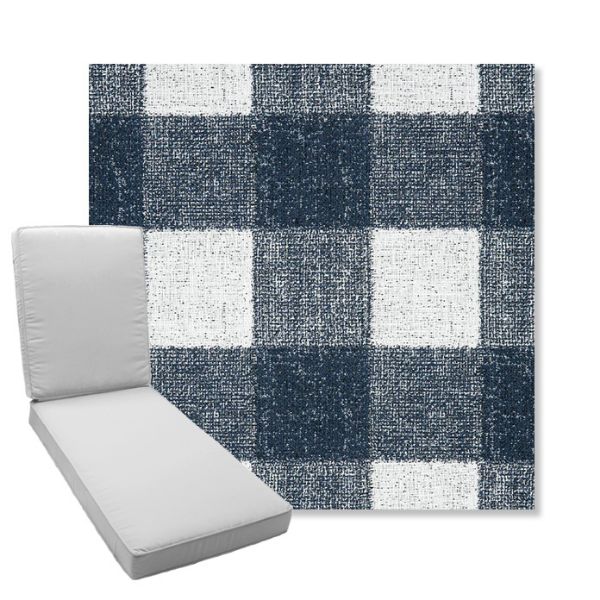 Picture of Preso Indigo | Boxed Chaise Lounge Cushion - Sunbrella© Fabric
