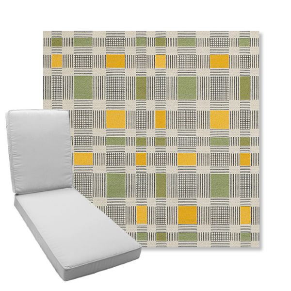 Picture of Rubix Lemon Lime | Boxed Chaise Lounge Cushion - Sunbrella© Fabric