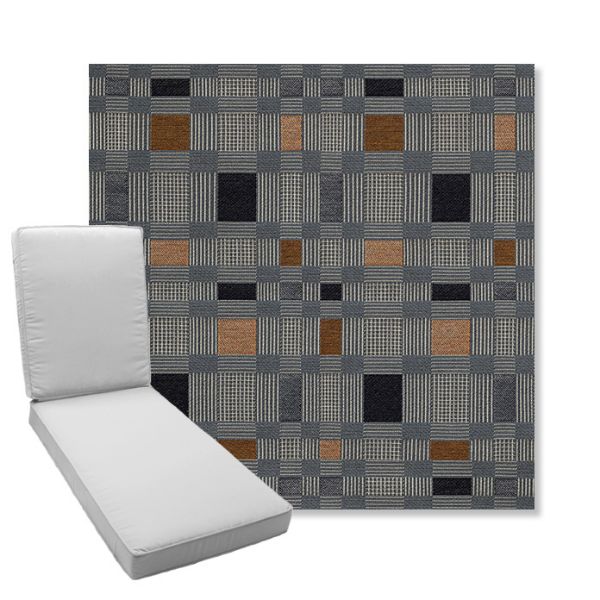 Picture of Rubix Vintage Denim | Boxed Chaise Lounge Cushion - Sunbrella© Fabric