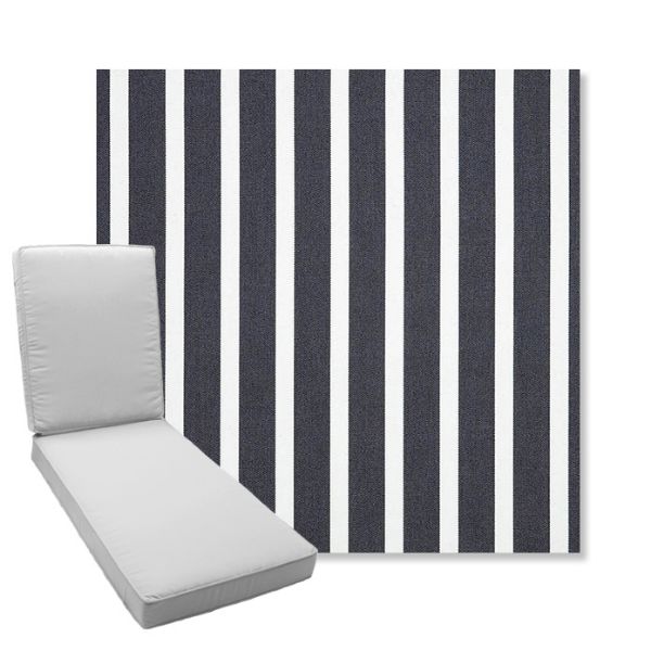 Picture of Shore Navy | Boxed Chaise Lounge Cushion - Sunbrella© Fabric
