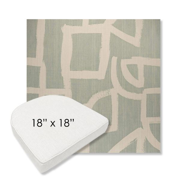 Picture of Brushstroke Duckegg | 18" x 18" Boxed Contoured Rounded Back Wicker Chair Cushion - Sunbrella© Fabric