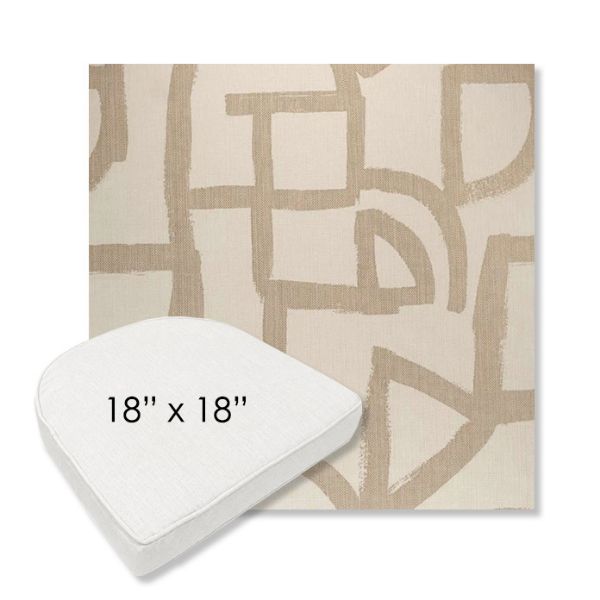 Picture of Brushstroke Stucco | 18" x 18" Boxed Contoured Rounded Back Wicker Chair Cushion - Sunbrella© Fabric