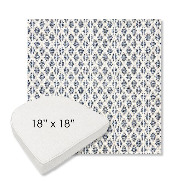 Picture of Detail Denim | 18" x 18" Boxed Contoured Rounded Back Wicker Chair Cushion - Sunbrella© Fabric