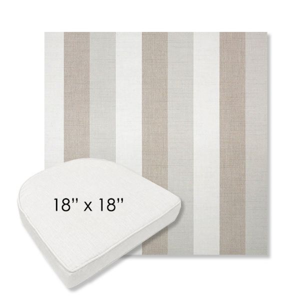 Picture of Direction Linen | 18" x 18" Boxed Contoured Rounded Back Wicker Chair Cushion - Sunbrella© Fabric