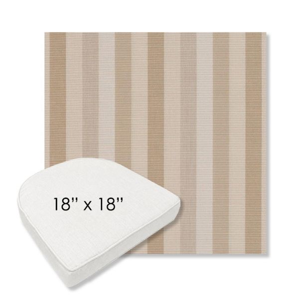 Picture of Entice Linen | 18" x 18" Boxed Contoured Rounded Back Wicker Chair Cushion - Sunbrella© Fabric