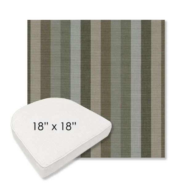 Picture of Entice Moss | 18" x 18" Boxed Contoured Rounded Back Wicker Chair Cushion - Sunbrella© Fabric