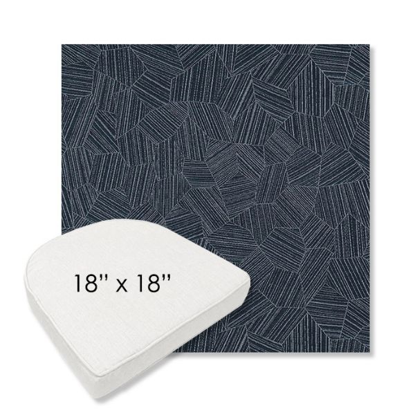 Picture of Leaf Structure Indigo | 18" x 18" Boxed Contoured Rounded Back Wicker Chair Cushion - Sunbrella© Fabric