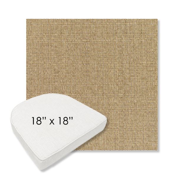Picture of Linen Sesame | 18" x 18" Boxed Contoured Rounded Back Wicker Chair Cushion - Sunbrella© Fabric
