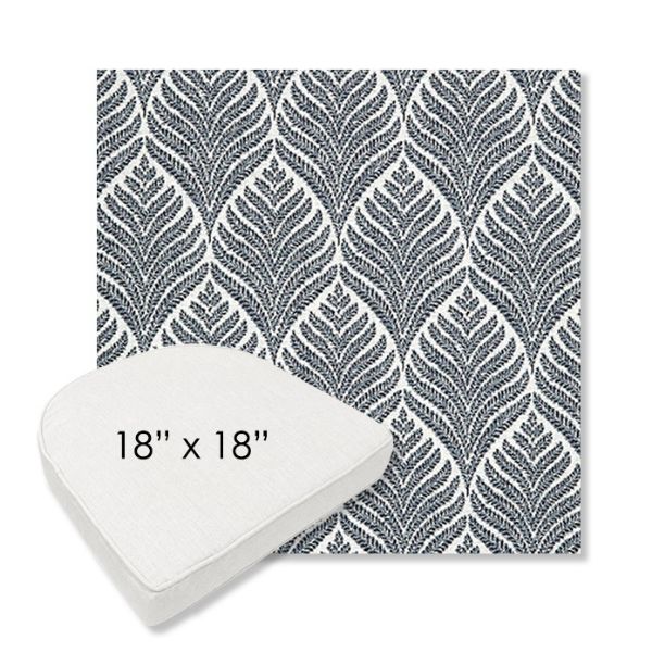 Picture of Linnaeus Indigo | 18" x 18" Boxed Contoured Rounded Back Wicker Chair Cushion - Sunbrella© Fabric