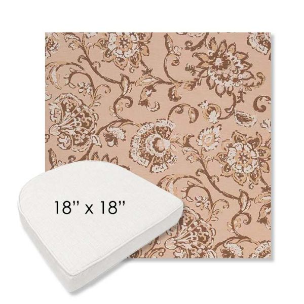 Picture of Martha Floral Dogwood | 18" x 18" Boxed Contoured Rounded Back Wicker Chair Cushion - Sunbrella© Fabric