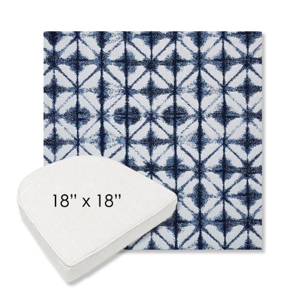 Picture of Midori Indigo | 18" x 18" Boxed Contoured Rounded Back Wicker Chair Cushion - Sunbrella© Fabric