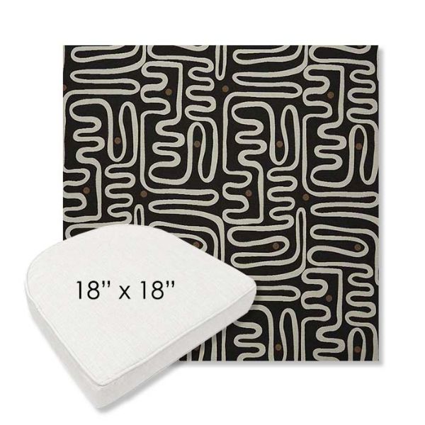 Picture of Nema Newsprint | 18" x 18" Boxed Contoured Rounded Back Wicker Chair Cushion - Sunbrella© Fabric