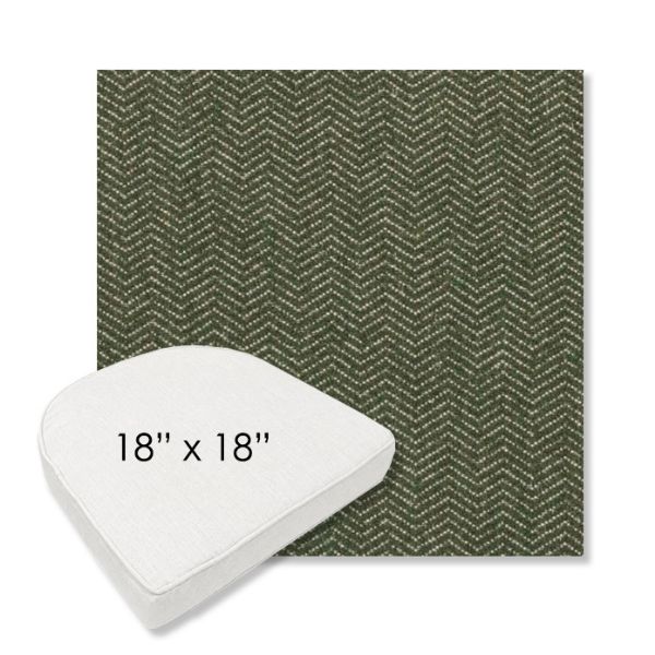 Picture of Odette Fern | 18" x 18" Boxed Contoured Rounded Back Wicker Chair Cushion - Sunbrella© Fabric