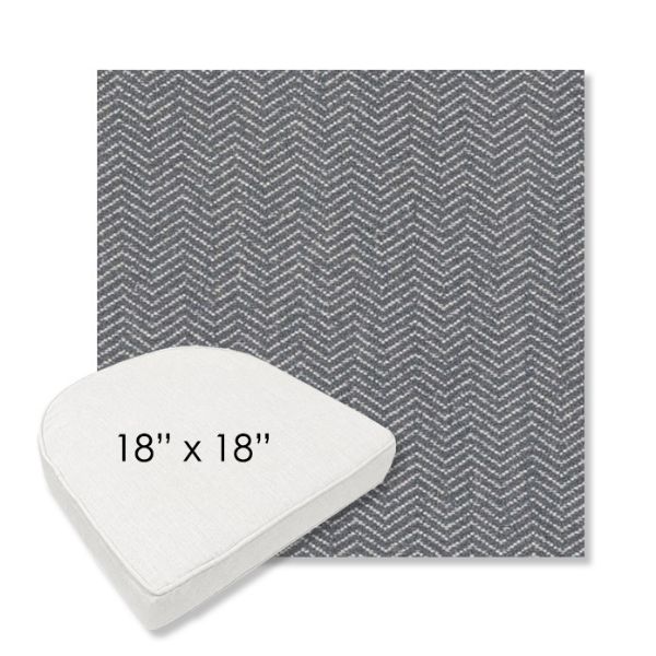 Picture of Odette Slate | 18" x 18" Boxed Contoured Rounded Back Wicker Chair Cushion - Sunbrella© Fabric