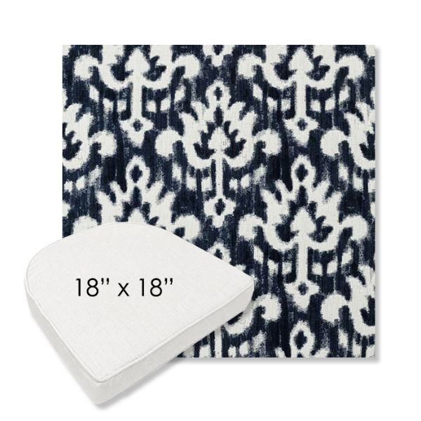 Picture of Patra Indigo | 18" x 18" Boxed Contoured Rounded Back Wicker Chair Cushion - Sunbrella© Fabric
