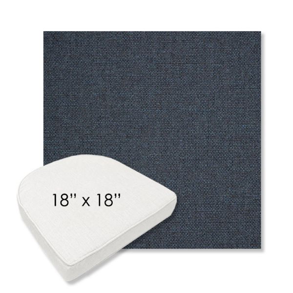 Picture of Piazza Indigo | 18" x 18" Boxed Contoured Rounded Back Wicker Chair Cushion - Sunbrella© Fabric