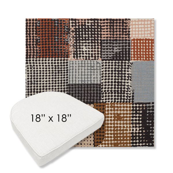 Picture of Pop Punchcard | 18" x 18" Boxed Contoured Rounded Back Wicker Chair Cushion - Sunbrella© Fabric