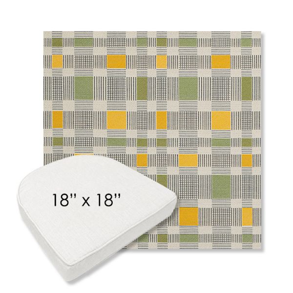 Picture of Rubix Lemon Lime | 18" x 18" Boxed Contoured Rounded Back Wicker Chair Cushion - Sunbrella© Fabric