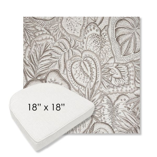 Picture of Sensibility Linen | 18" x 18" Boxed Contoured Rounded Back Wicker Chair Cushion - Sunbrella© Fabric