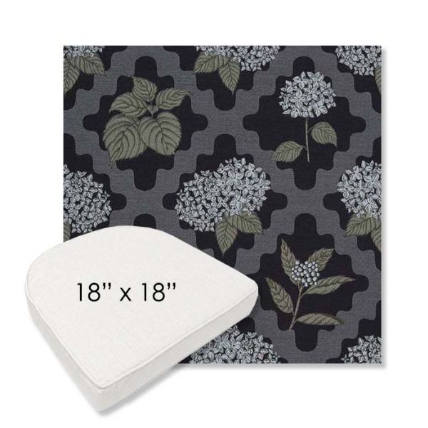 Picture of Trellis Morning Glory | 18" x 18" Boxed Contoured Rounded Back Wicker Chair Cushion - Sunbrella© Fabric