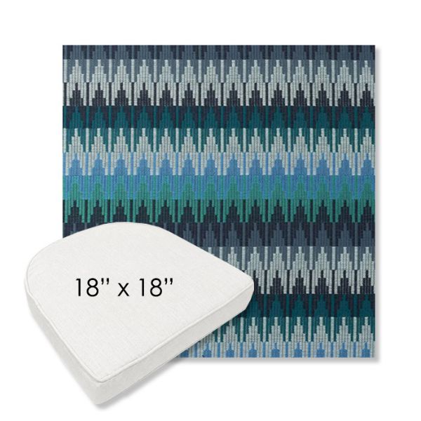 Picture of Valley Lagoon | 18" x 18" Boxed Contoured Rounded Back Wicker Chair Cushion - Sunbrella© Fabric