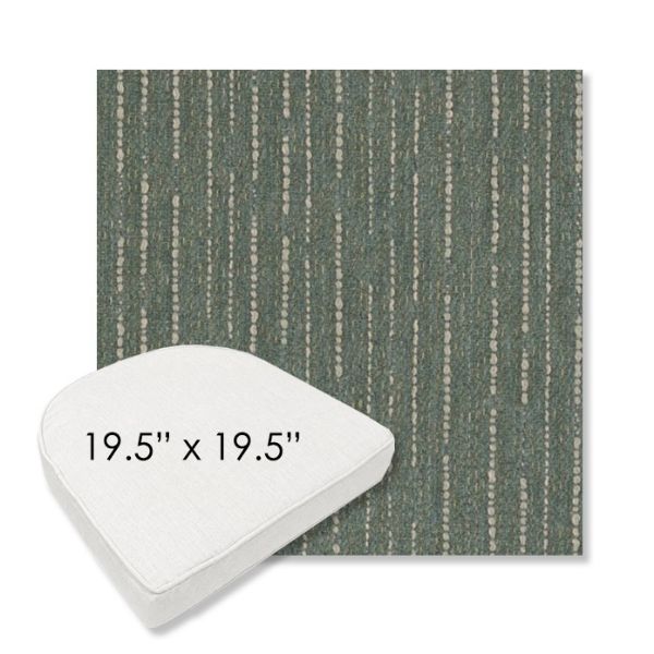 Picture of Abundant Seaglass | 19.5" x 19.5" Boxed Contoured Rounded Back Wicker Chair Cushion - Sunbrella© Fabric